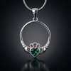The Claddagh™ Pendant — 18K White Gold | Emerald Heart