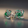 Celtic Knot™ Earrings — 18K White Gold | Emerald