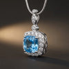 Winter Diamond™ Pendant — 18K White Gold | Cushion Blue Topaz