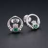 The Claddagh™ Earrings — 18K White Gold | Emerald