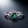 The Claddagh™ Ring — 18K White Gold | Emerald Heart