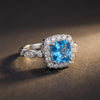 Winter Diamond™ Ring — 18K White Gold | Cushion Blue Topaz